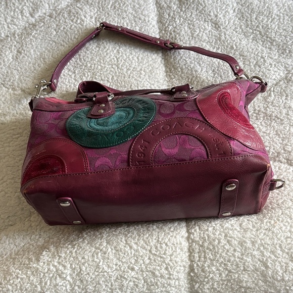 COACH Berry Pink Patchwork Ashley Satchel Bag - Picture 1 of 10